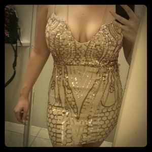 Rose Gold and beige sequin dress size L